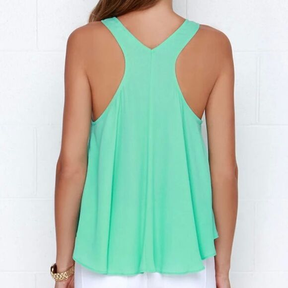 Lulus Lush Mint Green Racerback Trapeze Tank Top - Picture 2 of 7